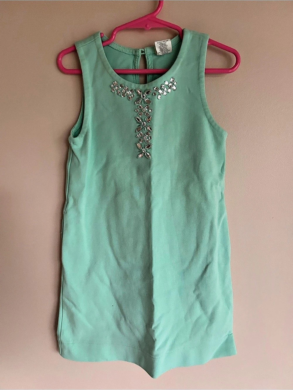 Girls Crewcuts Embellished Mini Dress in Green Size 5